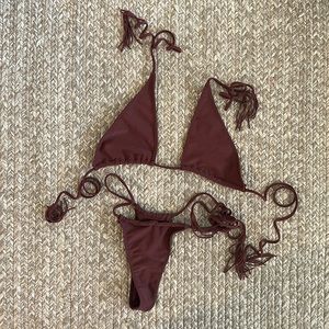 Brown Minimale Animale Bikini